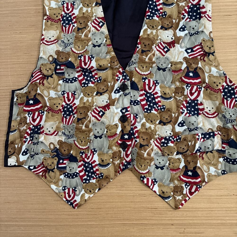 JLN USA Women's Size L Bear Button VTG Vest Americana July 4th Made In USA - Picture 9 of 15